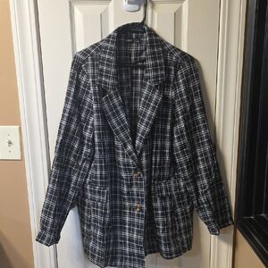 SHEIN Black and White Plaid Blazer
